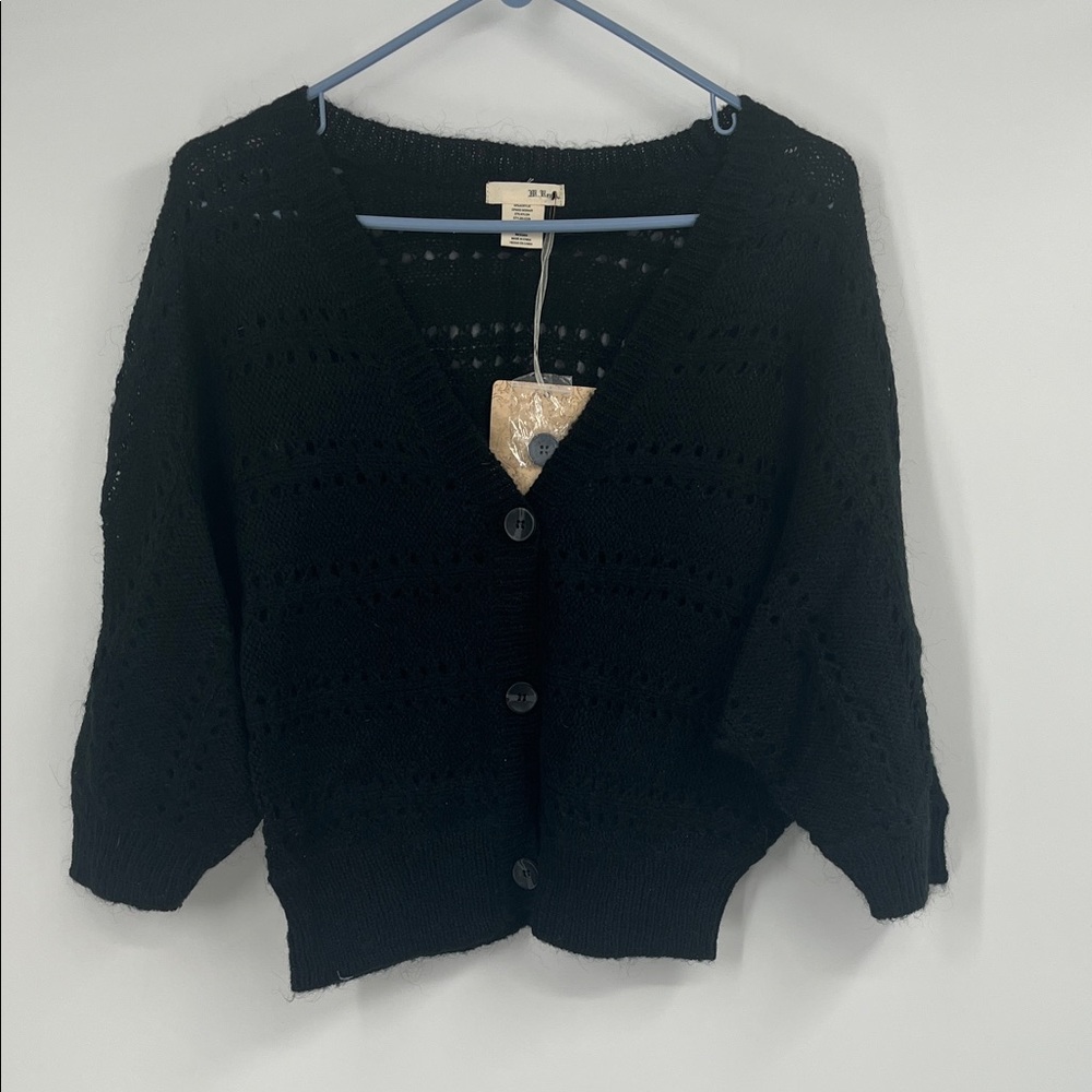 Black Knit Button Up Cardigan Sweater
